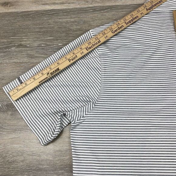 FootJoy FJ Polo Shirt Mens Large Light Gray Striped Performance Golf Shirt - Picture 12 of 13